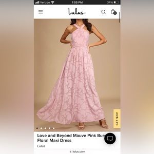 Lulu’s Mauve Pink Floral Maxi Dress Size L